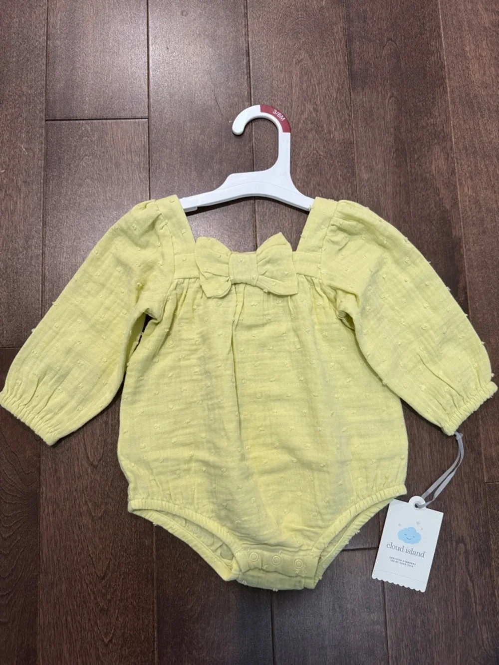 Cloud Island Yellow Bow Romper + Cat & Jack Denim Ruffle Romper 3-6 Months NWT